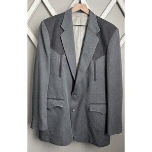 Circle S Men's 42L Western Sport Coat Suit Blazer Jacket Made in USA - Gray